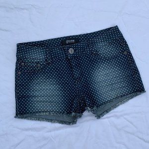 Rewash, jean shorts,tiny hearts,frayed